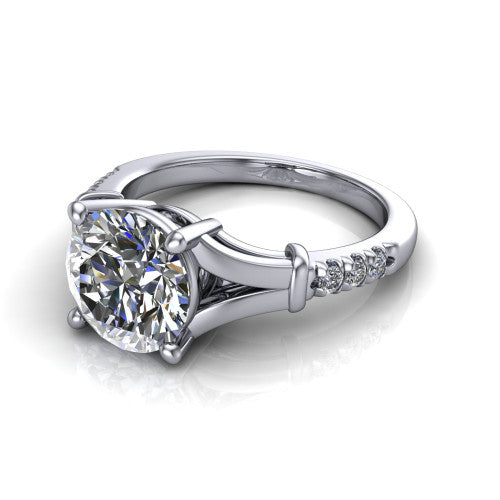 Linnea Round Shape Classic Engagement Ring in 18K White Gold
