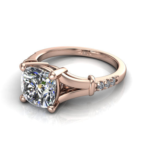Linnea Cushion Shape Classic Engagement Ring in 18K Rose Gold