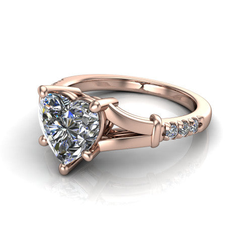 Linnea Heart Shape Classic Engagement Ring in 18K Rose Gold