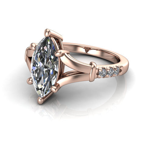 Linnea Marquise Shape Classic Engagement Ring in 18K Rose Gold