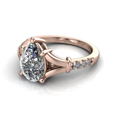 Linnea Pear Shape Classic Engagement Ring in 18K Rose Gold