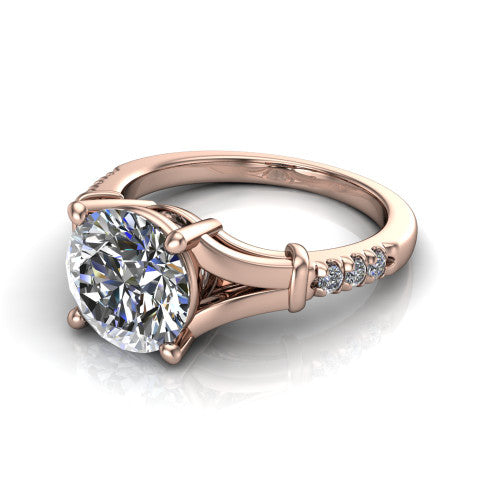 Linnea Round Shape Classic Engagement Ring in 18K Rose Gold