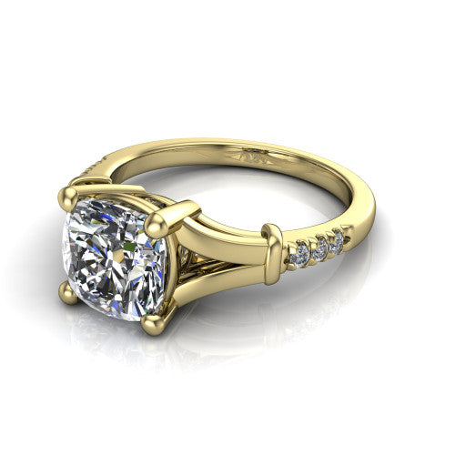 Linnea Cushion Shape Classic Engagement Ring in 18K Yellow Gold