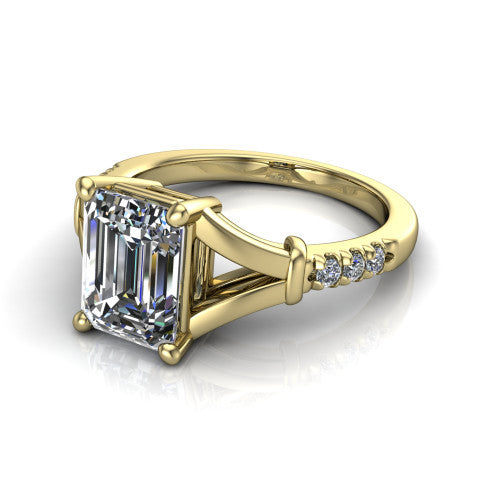 Linnea Emerald Shape Classic Engagement Ring in 14K Yellow Gold