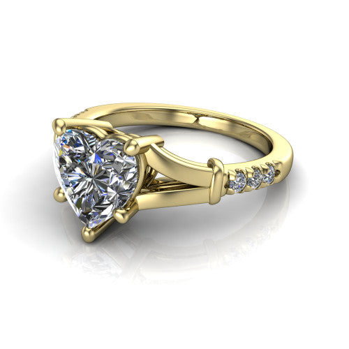 Linnea Heart Shape Classic Engagement Ring in 18K Yellow Gold