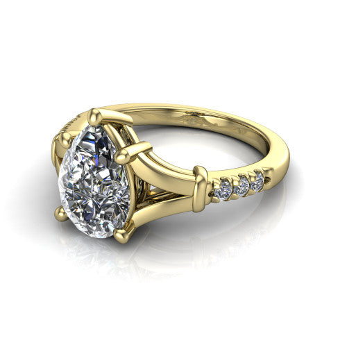 Linnea Pear Shape Classic Engagement Ring in 18K Yellow Gold