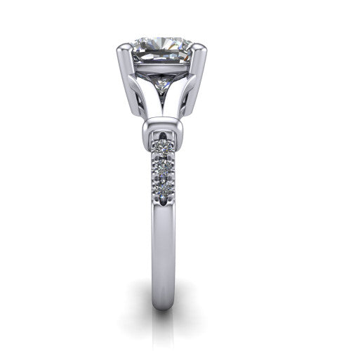 Linnea Cushion Shape Classic Engagement Ring in 18K White Gold