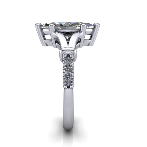 Linnea Marquise Shape Classic Engagement Ring in 14K White Gold