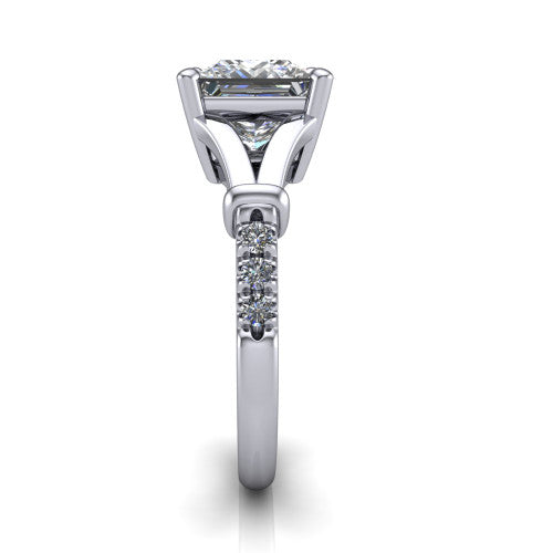 Linnea Princess Shape Classic Engagement Ring in Platinum