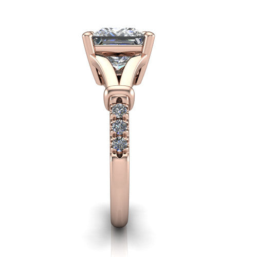 Linnea Princess Shape Classic Engagement Ring in 14K Rose Gold