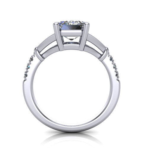 Linnea Emerald Shape Classic Engagement Ring in Platinum