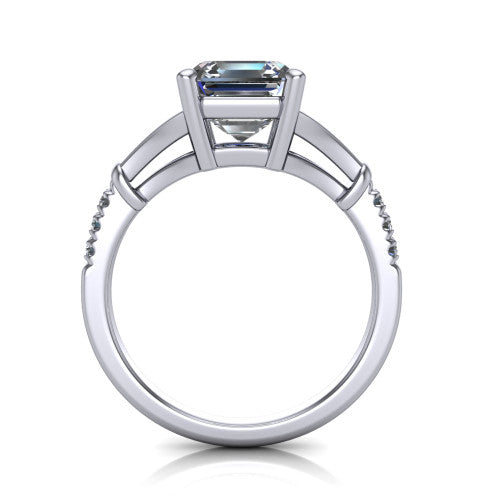 Linnea Square Emerald Shape Classic Engagement Ring in 18K White Gold