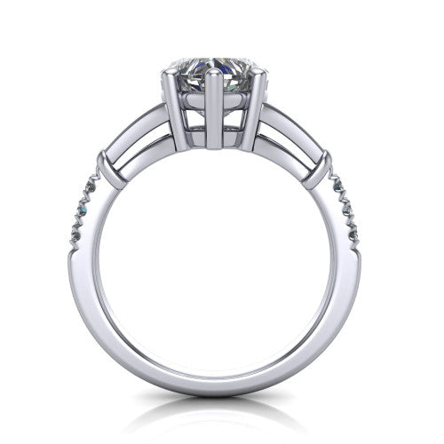 Linnea Heart Shape Classic Engagement Ring in 14K White Gold