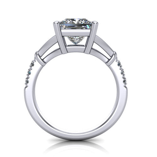 Linnea Princess Shape Classic Engagement Ring in 18K White Gold