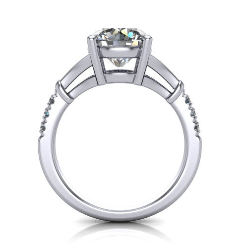 Linnea Round Shape Classic Engagement Ring in 18K White Gold