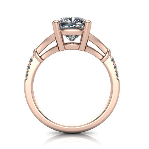 Linnea Cushion Shape Classic Engagement Ring in 14K Rose Gold