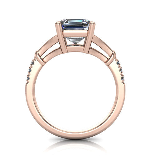 Linnea Square Emerald Shape Classic Engagement Ring in 14K Rose Gold