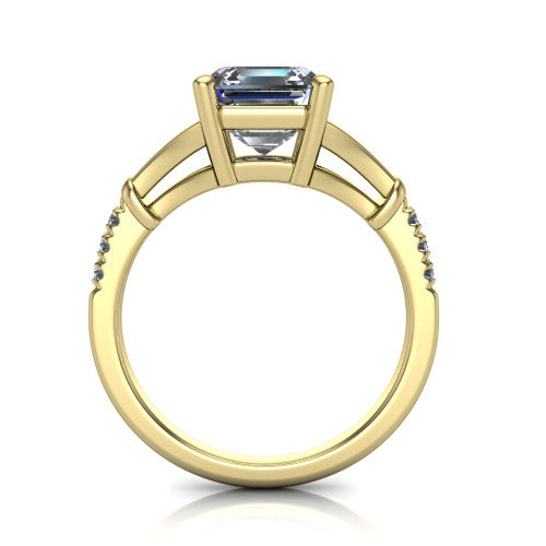 Linnea Square Emerald Shape Classic Engagement Ring in 14K Yellow Gold