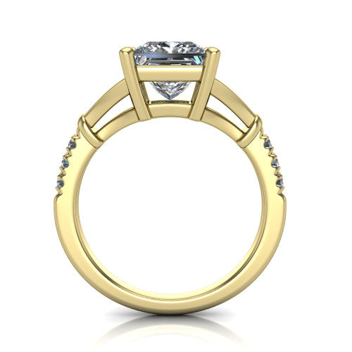 Linnea Princess Shape Classic Engagement Ring in 14K Yellow Gold