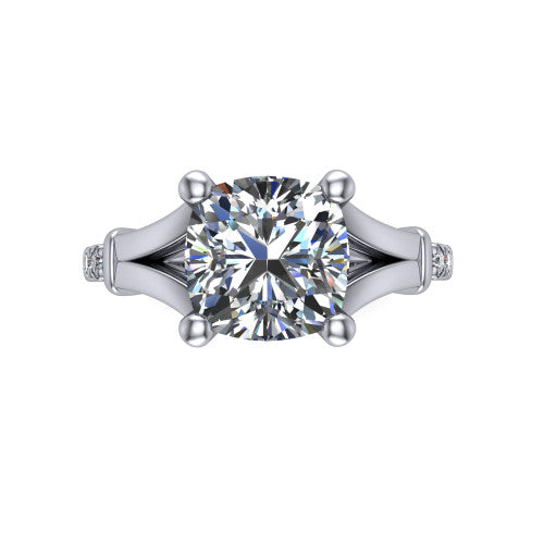 Linnea Cushion Shape Classic Engagement Ring in 14K White Gold