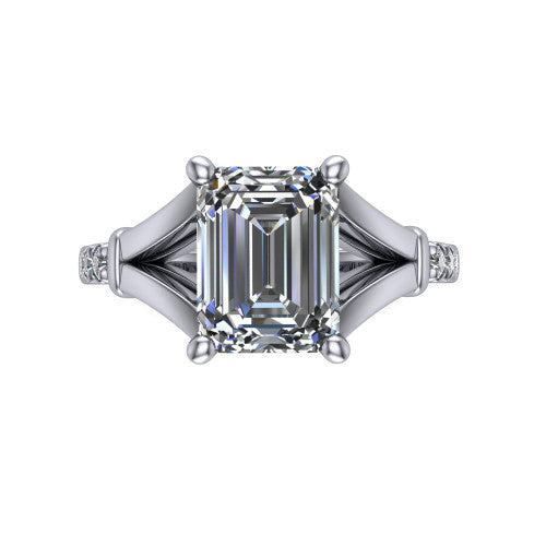 Linnea Emerald Shape Classic Engagement Ring in 14K White Gold