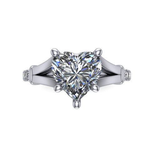Linnea Heart Shape Classic Engagement Ring in 18K White Gold