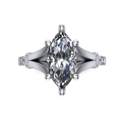 Linnea Marquise Shape Classic Engagement Ring in Platinum