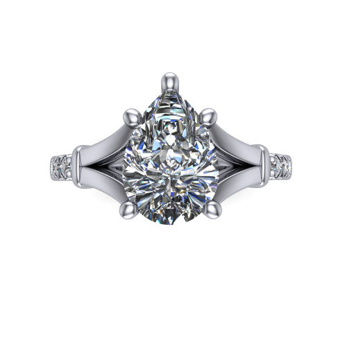 Linnea Pear Shape Classic Engagement Ring in 14K White Gold