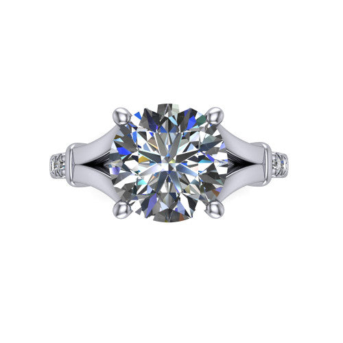 Linnea Round Shape Classic Engagement Ring in 14K White Gold