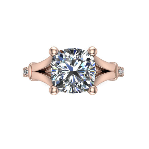Linnea Cushion Shape Classic Engagement Ring in 18K Rose Gold
