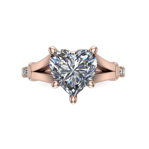 Linnea Heart Shape Classic Engagement Ring in 14K Rose Gold