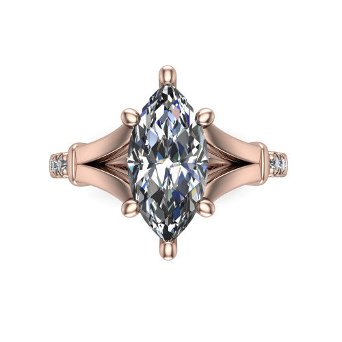 Linnea Marquise Shape Classic Engagement Ring in 18K Rose Gold