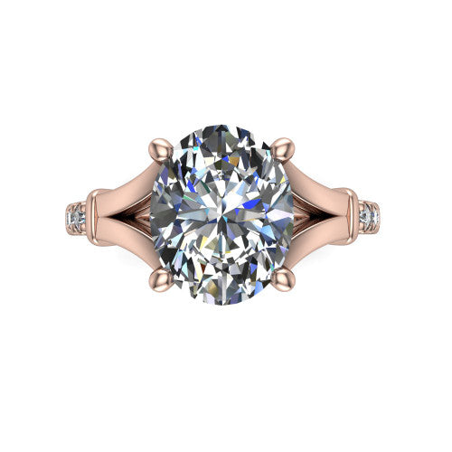 Linnea Oval Shape Classic Engagement Ring in 18K Rose Gold
