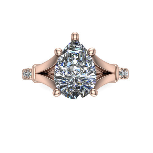 Linnea Pear Shape Classic Engagement Ring in 18K Rose Gold