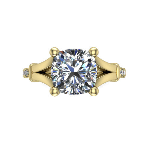 Linnea Cushion Shape Classic Engagement Ring in 14K Yellow Gold