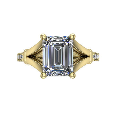 Linnea Emerald Shape Classic Engagement Ring in 14K Yellow Gold