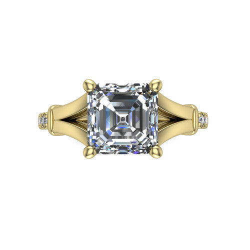Linnea Square Emerald Shape Classic Engagement Ring in 14K Yellow Gold