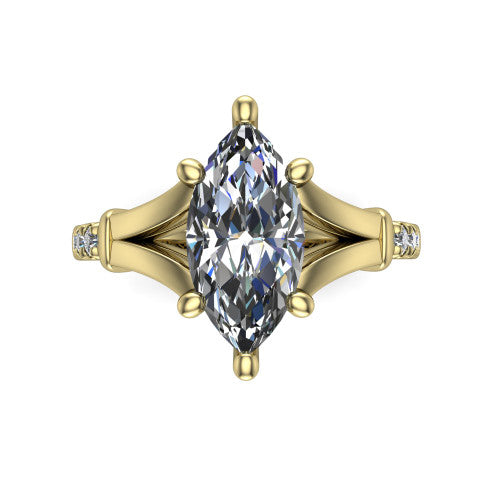 Linnea Marquise Shape Classic Engagement Ring in 14K Yellow Gold