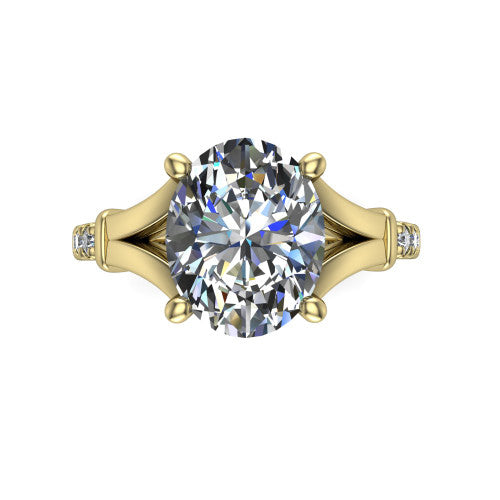 Linnea Oval Shape Classic Engagement Ring in 18K Yellow Gold