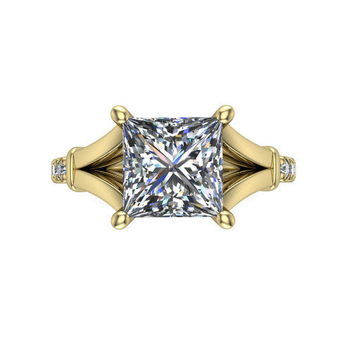 Linnea Princess Shape Classic Engagement Ring in 14K Yellow Gold
