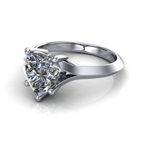 Joanna heart solitaire engagement ring in 14K White Gold, three-quarter perspective showing the heart center diamond on a cathedral shank