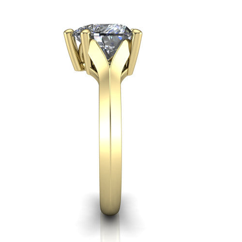 Joanna heart solitaire engagement ring in 14K Yellow Gold, side profile showing the cathedral shank and polished band