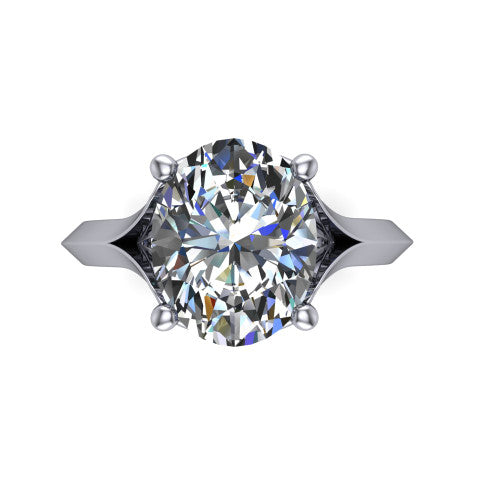 Joanna oval solitaire engagement ring in 14K White Gold, top-down view showing the four-prong oval center diamond