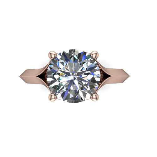 Joanna round solitaire engagement ring in 14K Rose Gold, top-down view showing the four-prong round center diamond