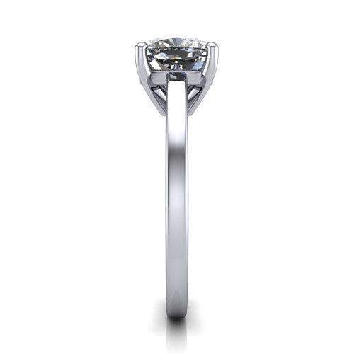 Itzel cushion-cut classic engagement ring in Platinum, side profile showing the hidden halo and polished band