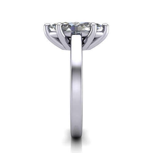 Itzel marquise-cut classic engagement ring in Platinum, side profile showing the hidden halo and polished band