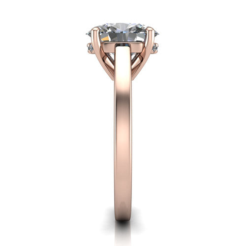 Itzel oval classic engagement ring in 14K Rose Gold, side profile showing the hidden halo and polished band