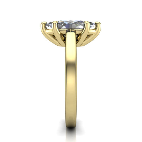 Itzel marquise-cut classic engagement ring in 14K Yellow Gold, side profile showing the hidden halo and polished band