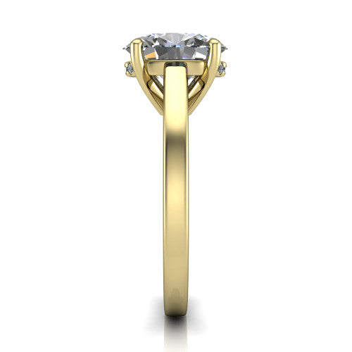 Itzel oval classic engagement ring in 18K Yellow Gold, side profile showing the hidden halo and polished band