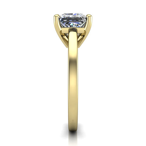 Itzel princess-cut classic engagement ring in 14K Yellow Gold, side profile showing the hidden halo and polished band